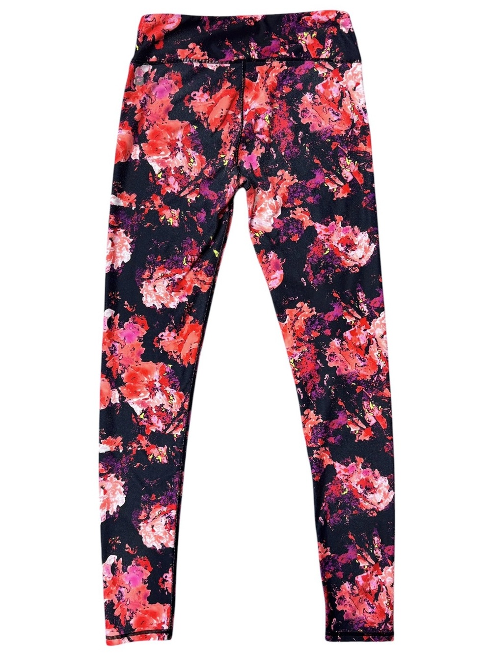 Fabletics Salar PowerHold Floral Leggings XS Pink Black Workout Yoga - Picture 3 of 6